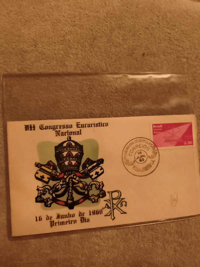 Lettre Premier Jour Brésil 1960 Congrès Eucharistique Timbre 3,30 philatélie
