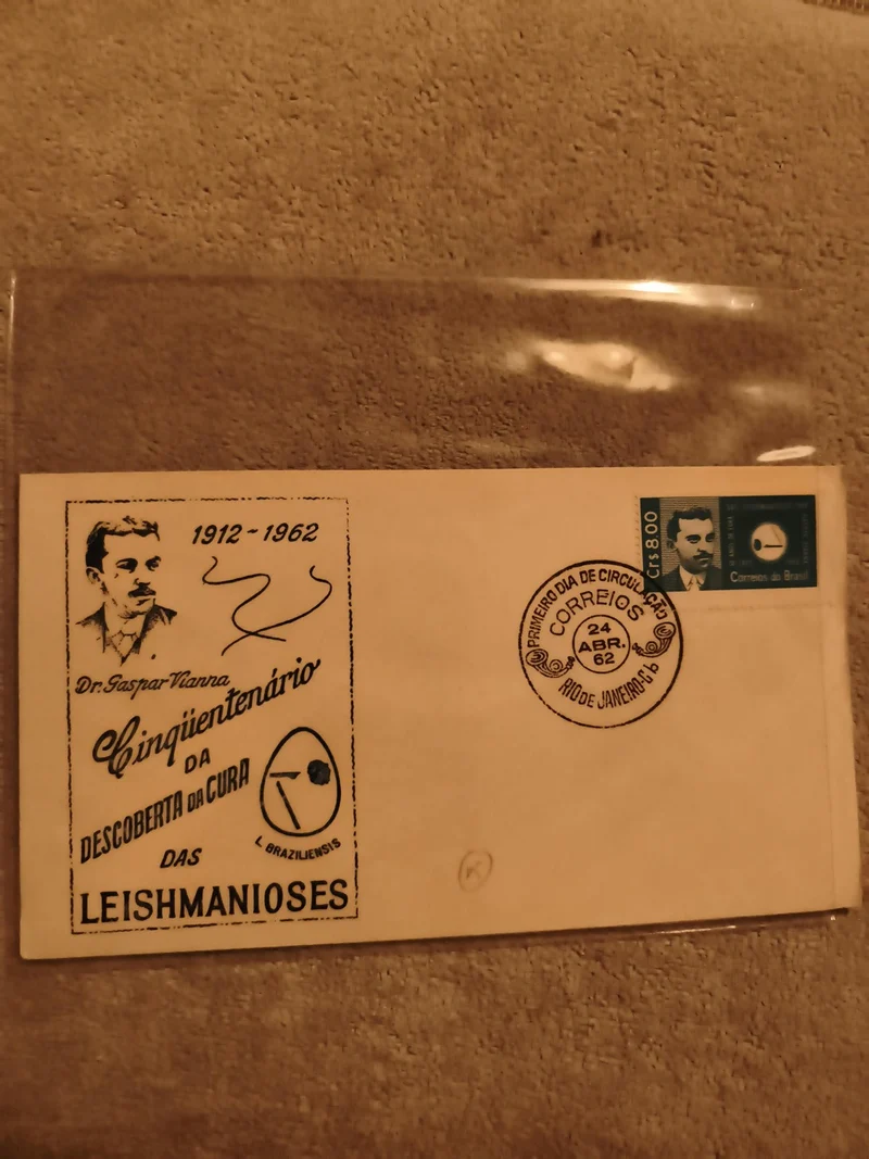 Lettre 1er jour Brésil 1962 Dr Gaspar Vianna timbre cachet philatélie (Ref 1)