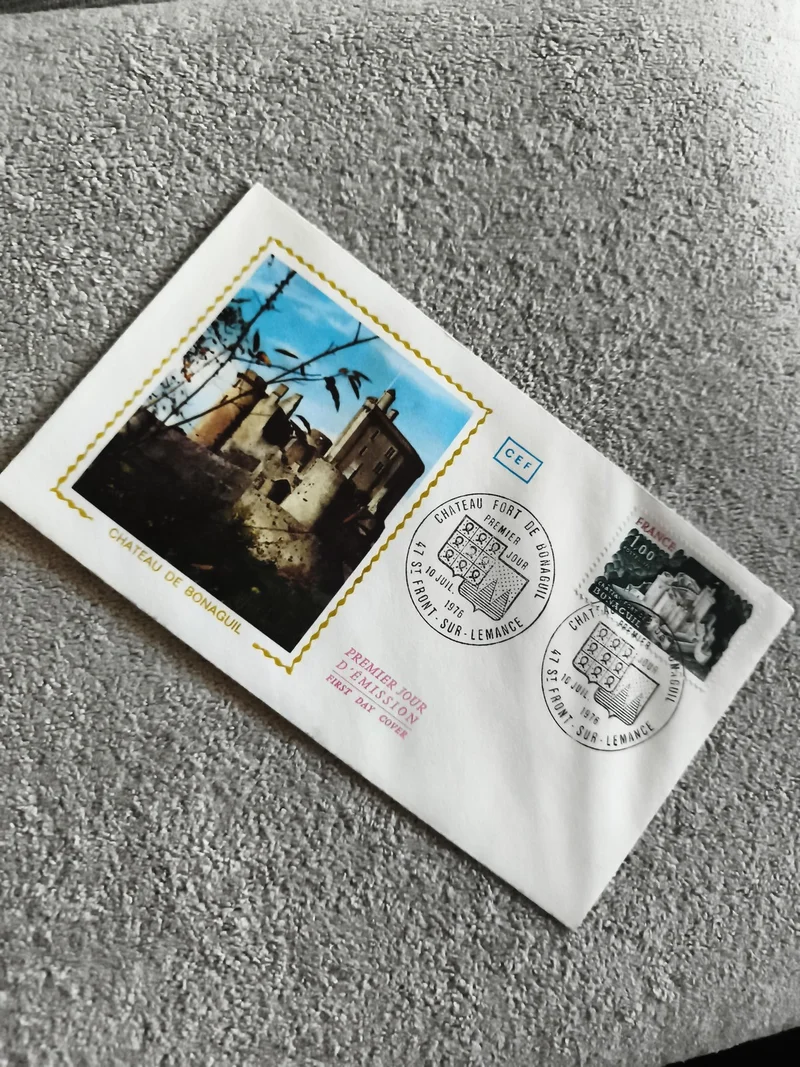 Lettre FDC Château de Bonaguil 1978 timbre 1,00 Fr CEF philatélie château fort