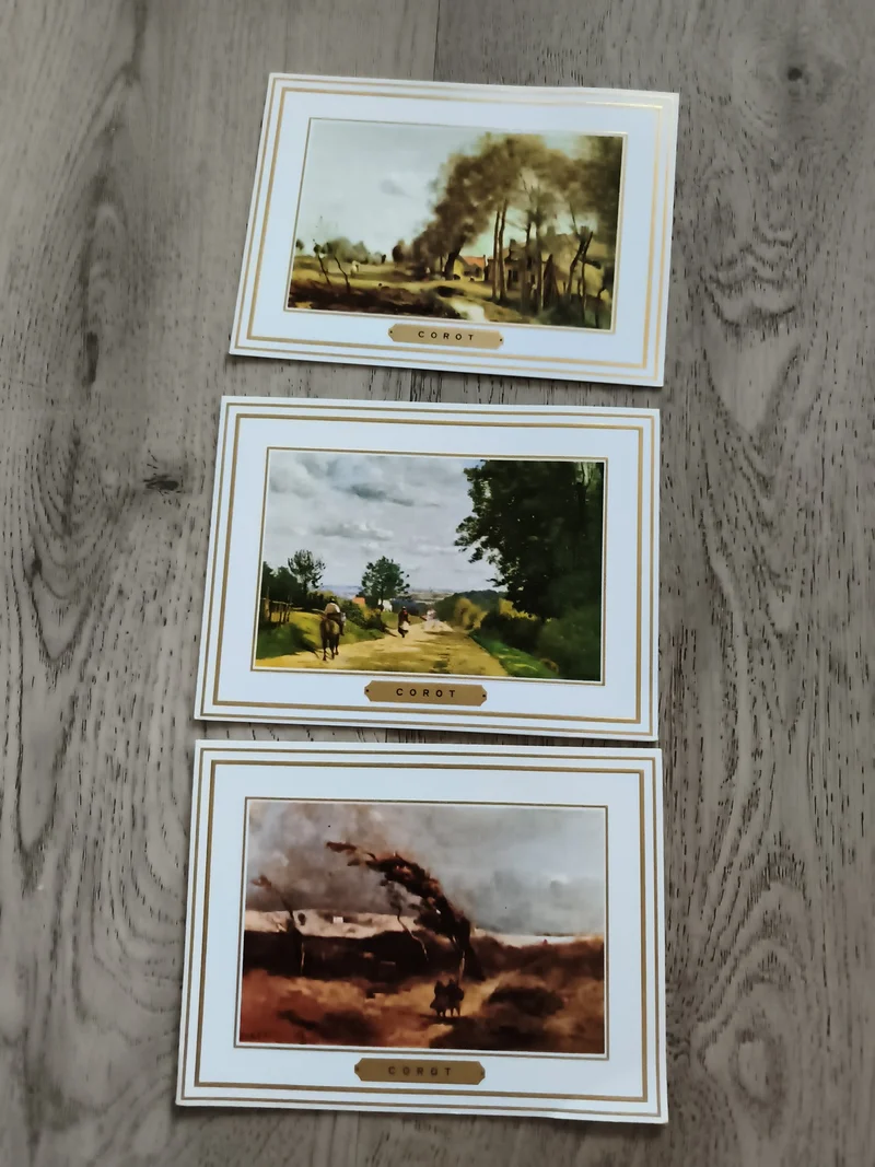 Cartes postales philatélie Corot x3 paysages reproduction