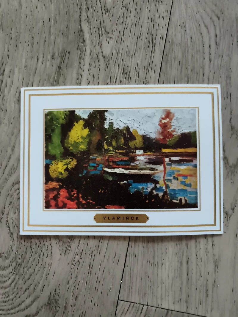Carte thématique philatélie Vlaminck reproduction paysage cadre doré