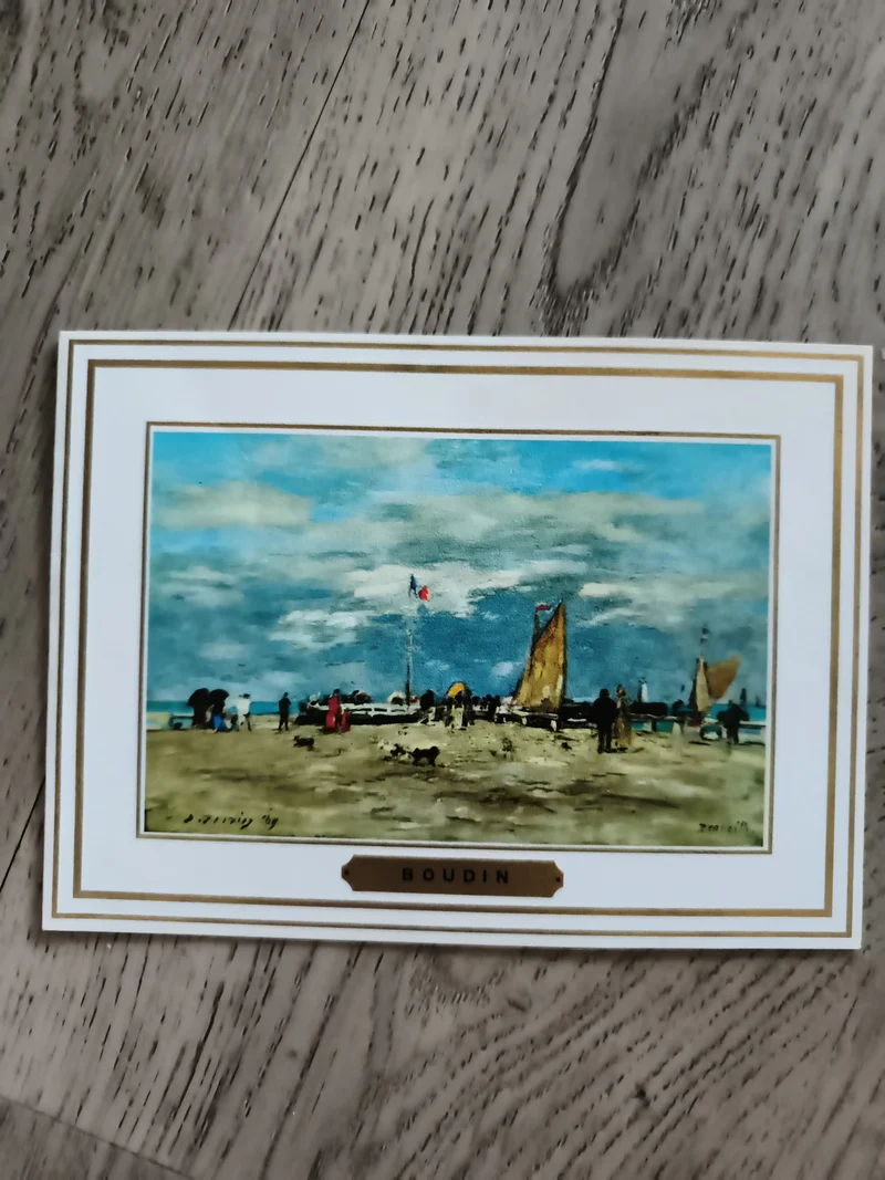 Carte philatélique Eugène Boudin plage, illustration couleur, Philatélie