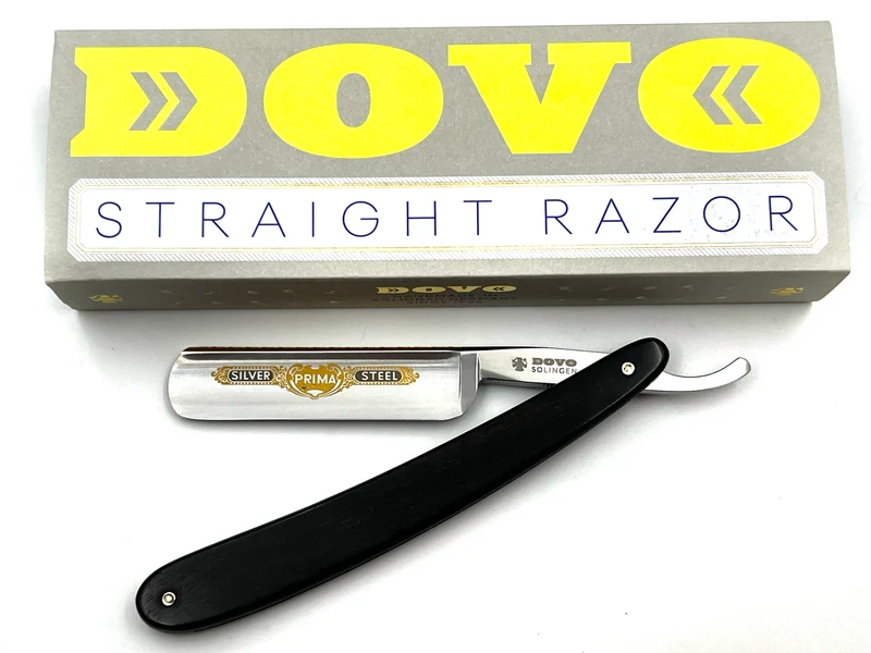 Dovo "Prima Silver Steel" Ebony Wood Handle 5/8 Full Hollow Solingen Straight Razor