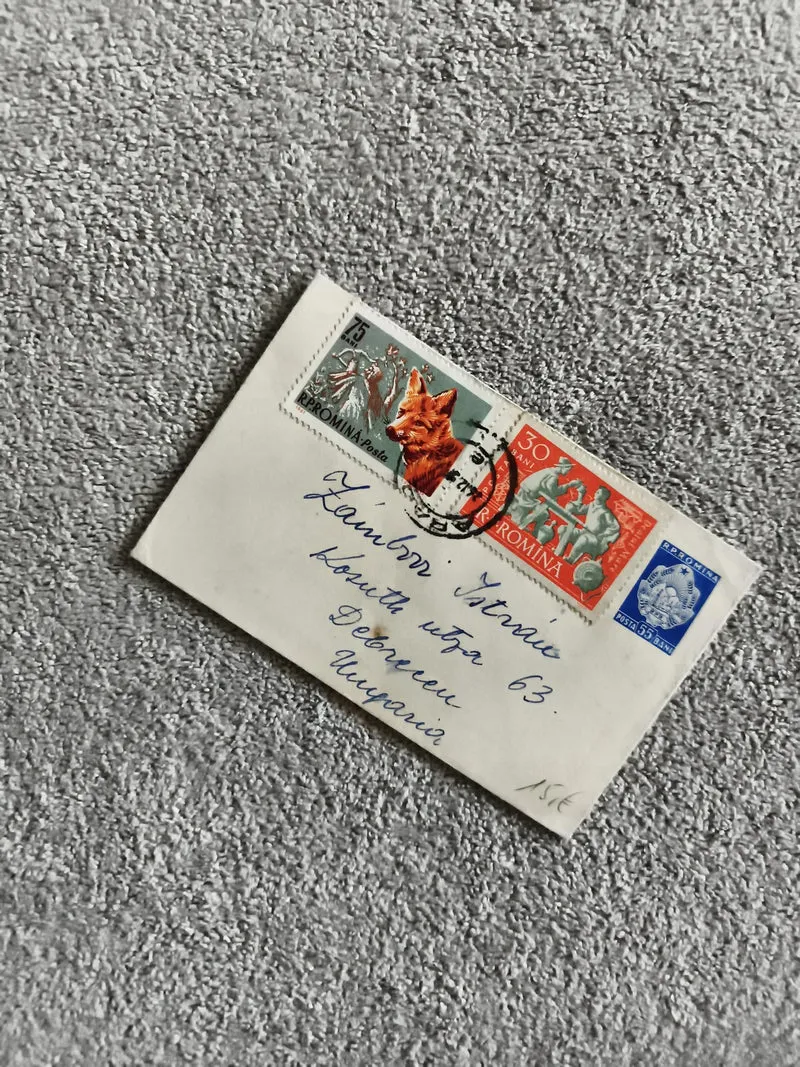 Lettre affranchie Roumanie timbres animaux Renard chevaux philatélie poste