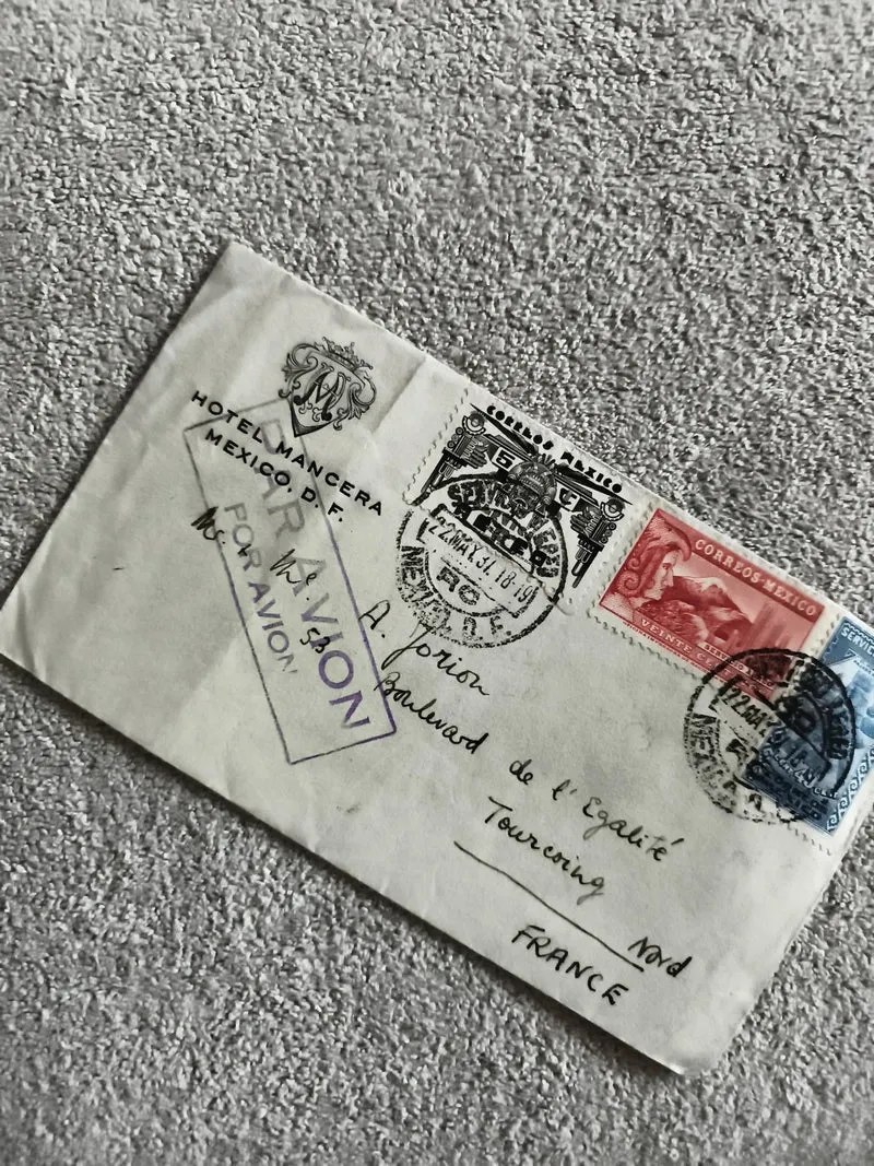 Lettre ancienne Mexique vers France, timbres CORREO AEREO, cachets avion