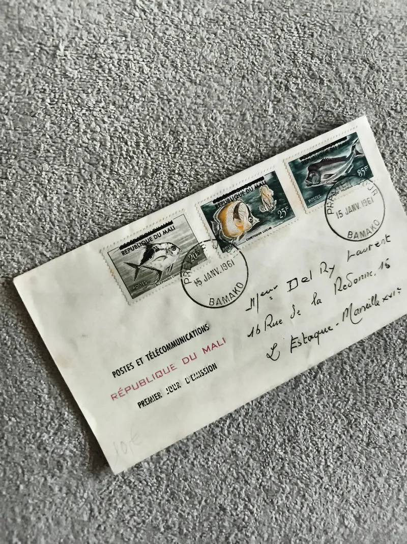 Lettre 1er Jour Mali 1961 poissons timbres Bamako philatélie FDC Afrique