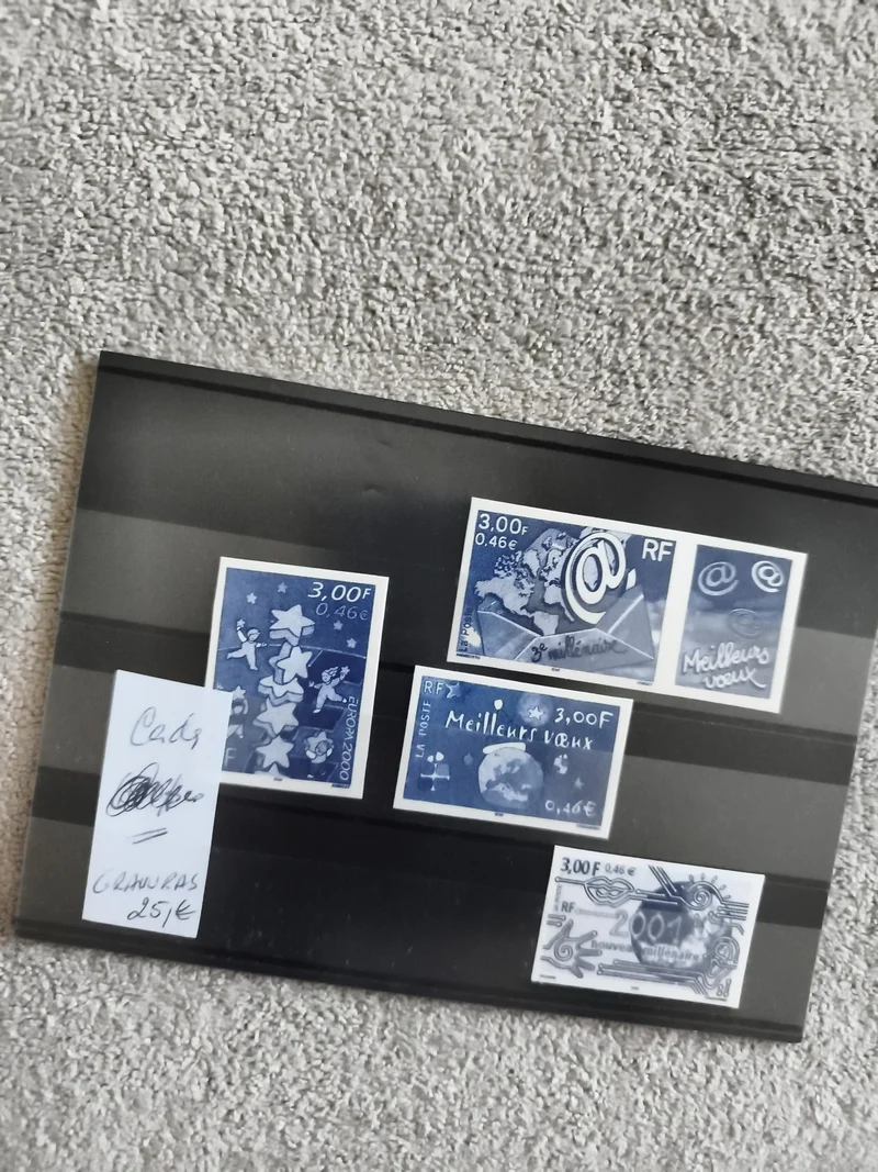 Lot timbres France 3,00F RF Meilleurs Vœux gravures bleues Nouvel An 2000-2001