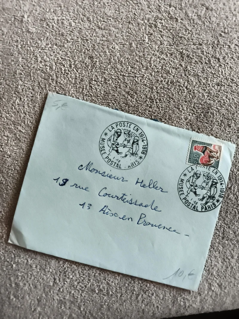 Lettre oblitérée Musée Postal Paris 1914-1918, timbre Marianne, philatélie