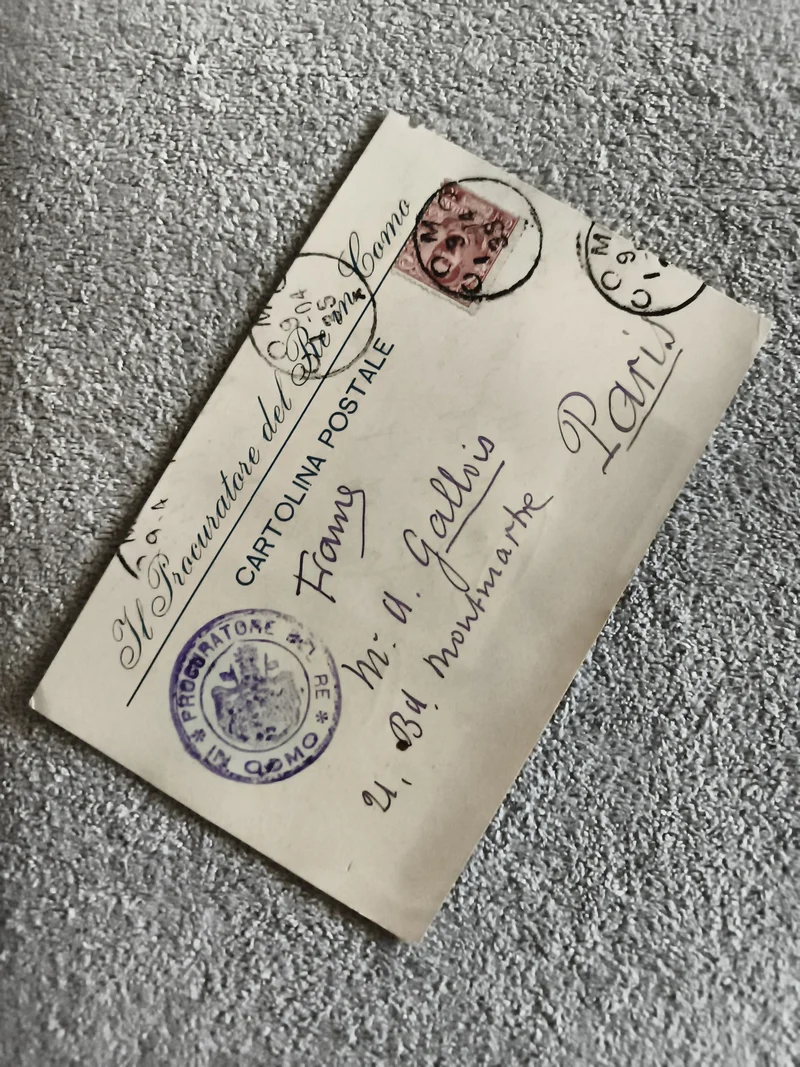 Carte postale Italie Paris tampon Como philatélie timbre ancien postal