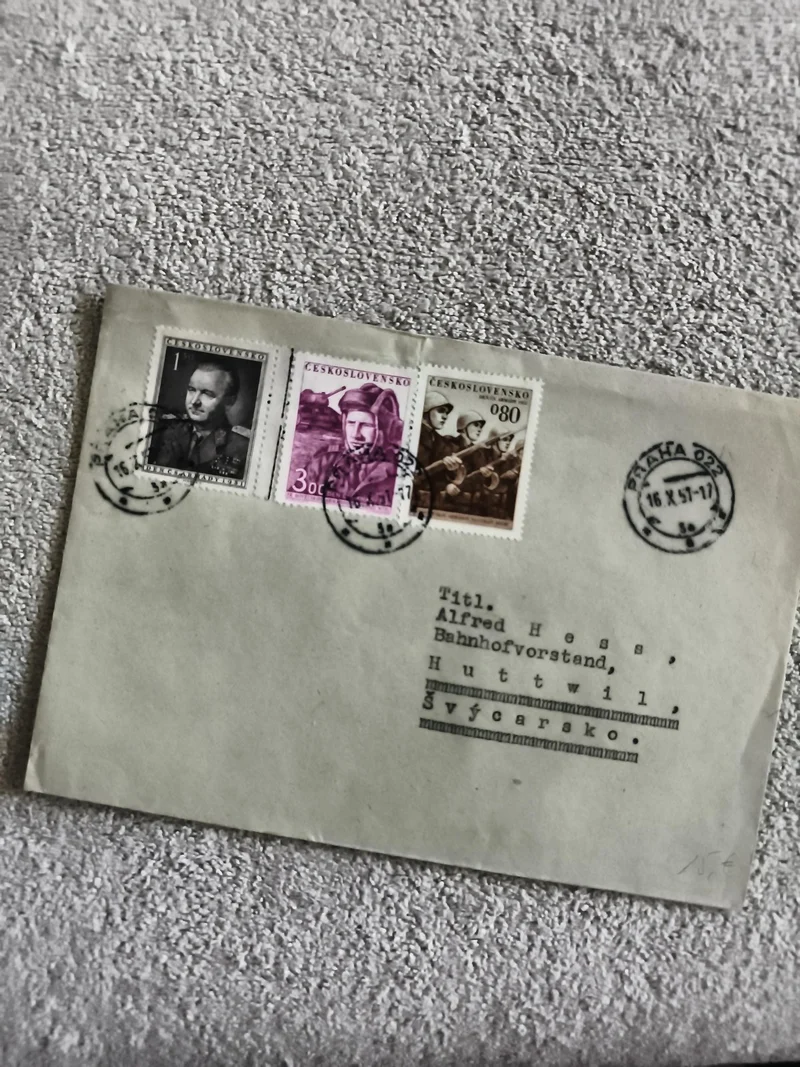 Lettre affranchie Tchécoslovaquie 1957, 3 timbres oblitérés, philatélie Europe