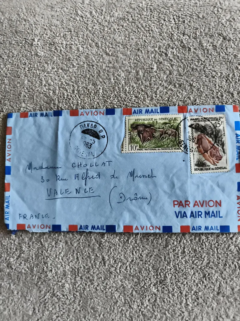 Lettre affranchie Sénégal 1963 Parc Niokolo-Koba Air Mail philatélie
