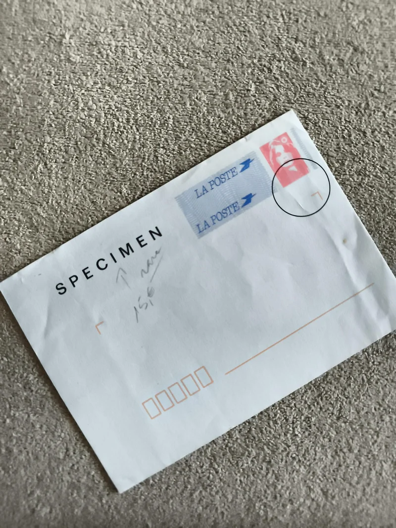 Lettre préaffranchie SPECIMEN La Poste Marianne philatélie France