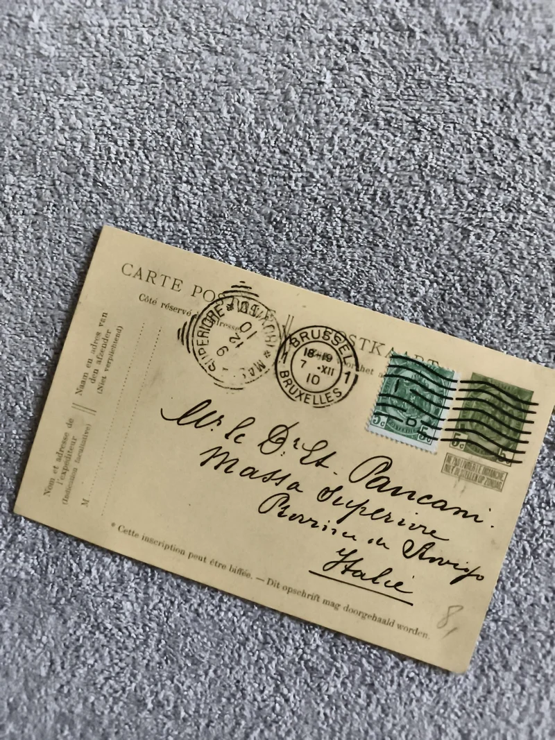 Carte postale oblitérée Bruxelles timbres verts philatélie Belgique