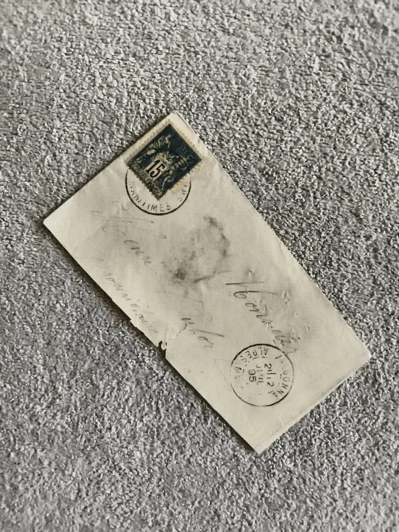 Lettre ancienne oblitérée France 1895 timbre 15c noir philatélie poste