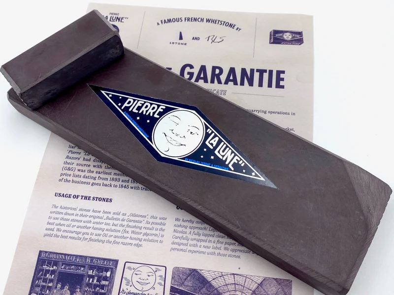 Pierre "La Lune" - 200x60mm (8x2.25") -French Fine Finishing Razor Hone Sharpening Stone with Slurry Stone