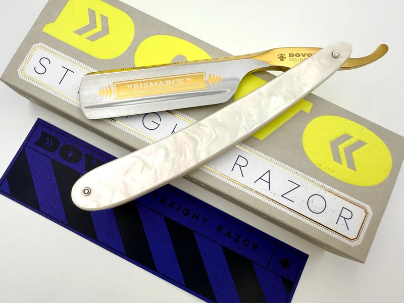 Dovo "Bismarck" 6/8 Pearl Acrylic Handle Full Hollow Solingen Straight Razor