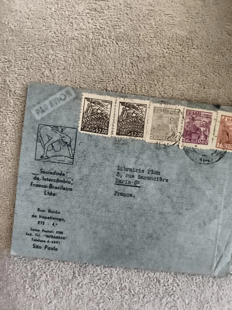 Lettre affranchie Brésil Sao Paulo vers France timbres anciens philatélie