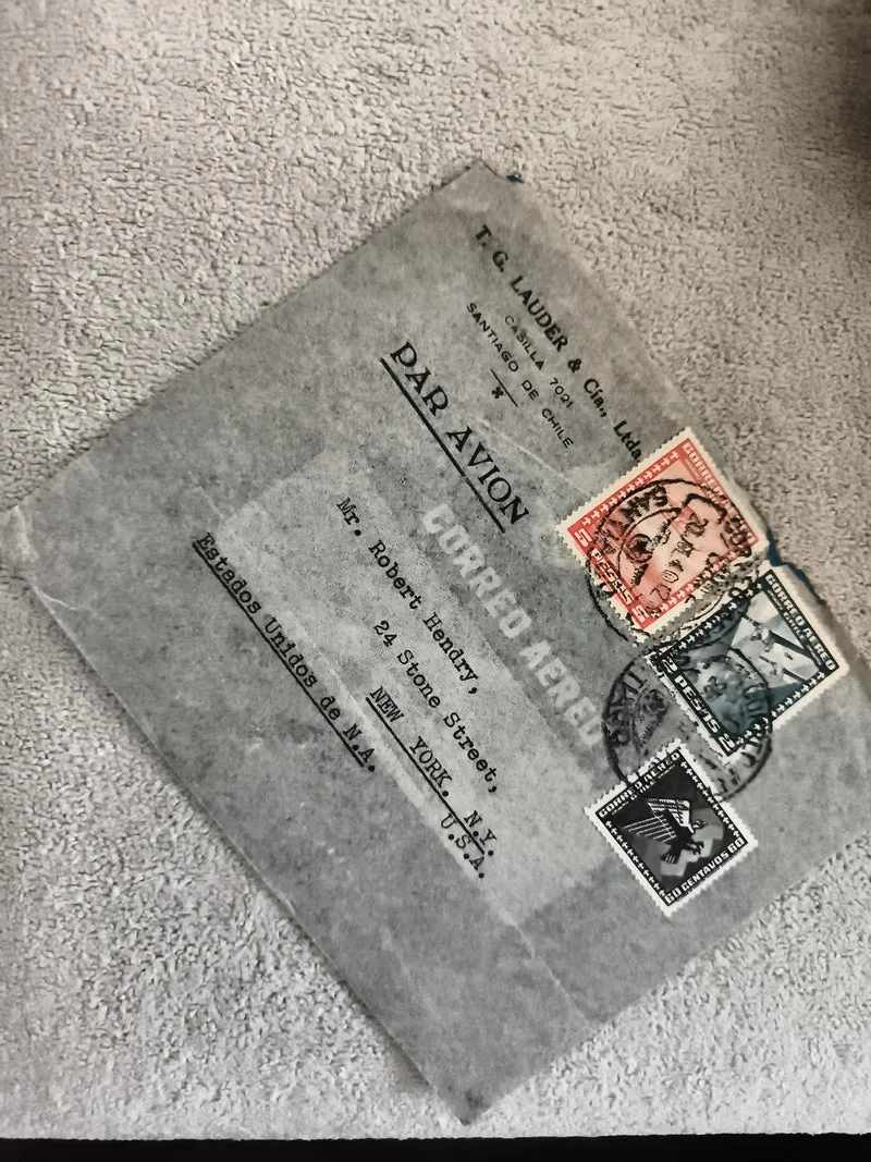 Lettre aérienne affranchie Chili USA timbres Par Avion philatélie courrier posta