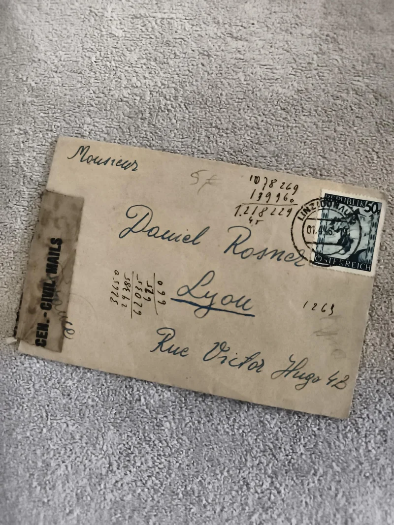 Lettre oblitérée Allemagne 1946 timbre 50 Pfennig Lyon philatélie