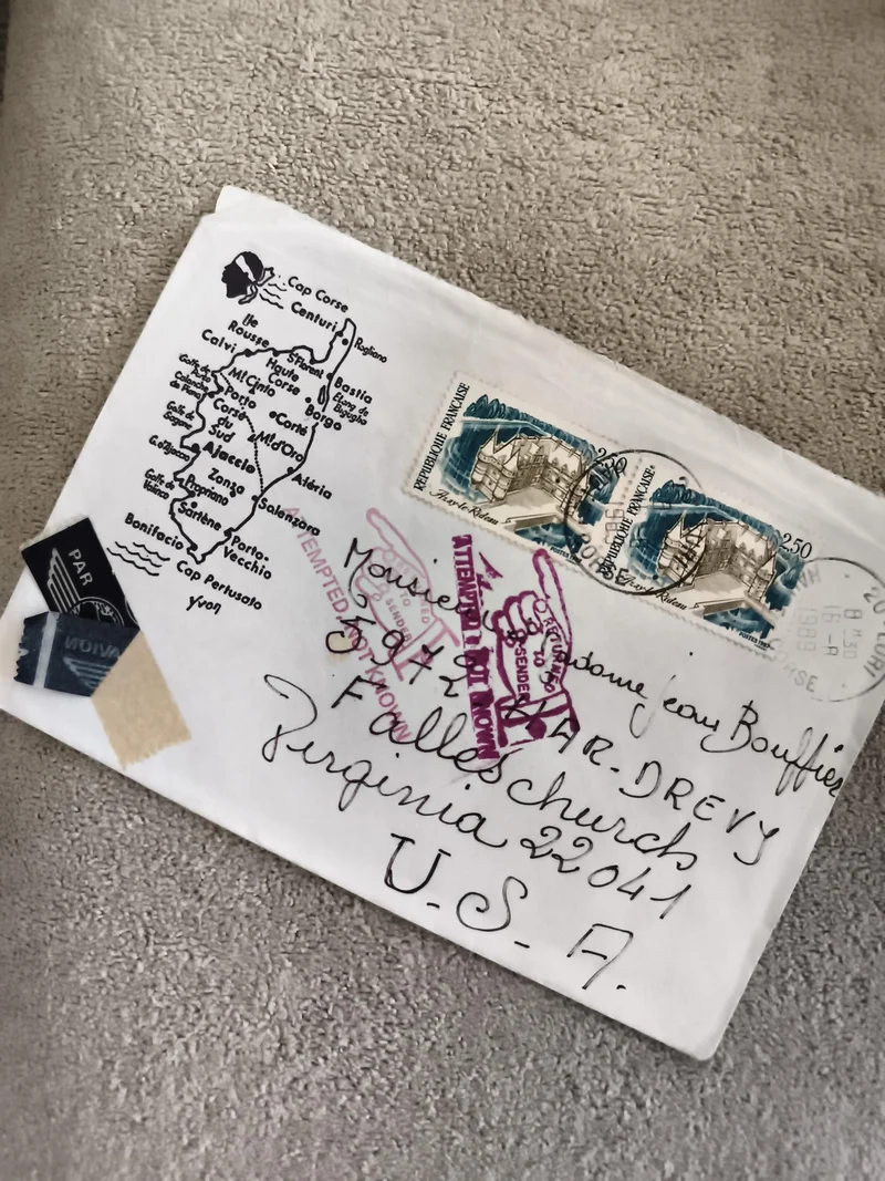 Lettre affranchie France Corse 2 timbres château 2,50F cachets avion philatélie