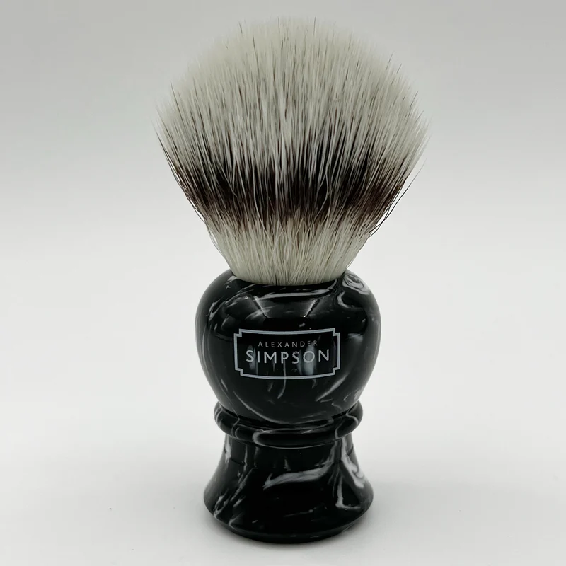 Simpson Islington - Platinum Synthetic - Ebony Marble Shaving Brush
