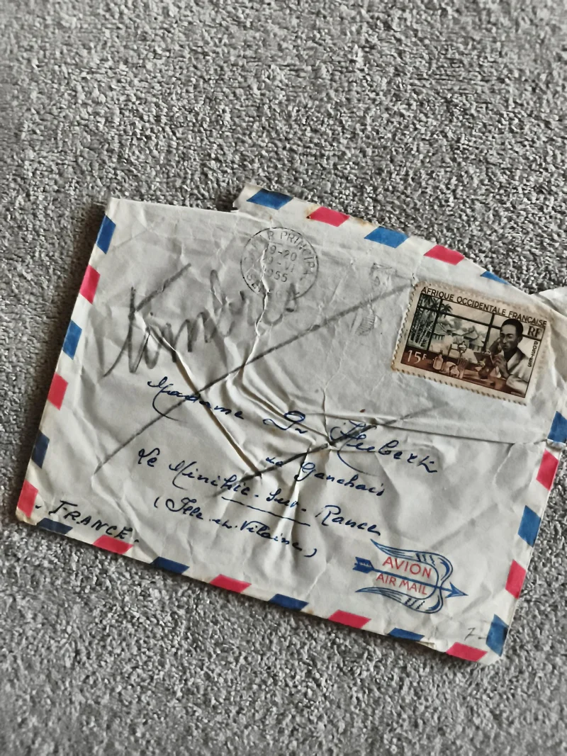 Lettre avion affranchie 1955 Afrique Occidentale Française timbre 15F philatélie