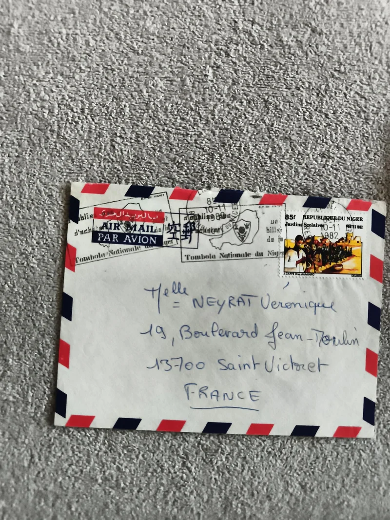 Lettre avion affranchie Niger 1982, enveloppe Air Mail, timbre philatélie