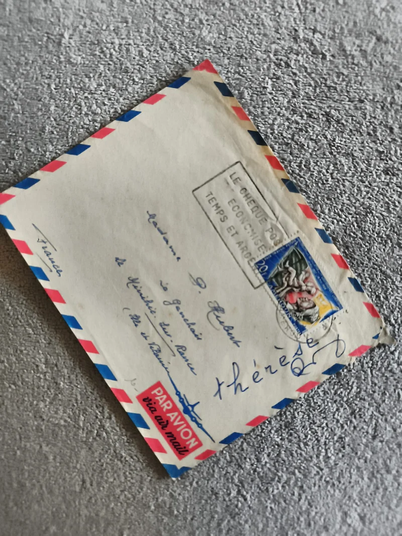 Lettre avion affranchie France timbre 40c tricolore, enveloppe Par Avion