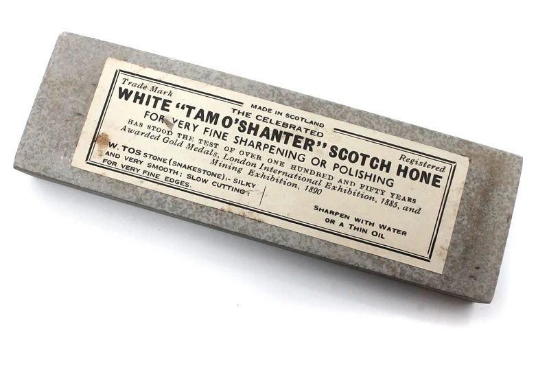 White Tam O Shanter Old Stock Natural Scottish Sharpening & Honing Stone - 5” (125mm) x 1 1/2” (40mm) x 3/8" (10mm)