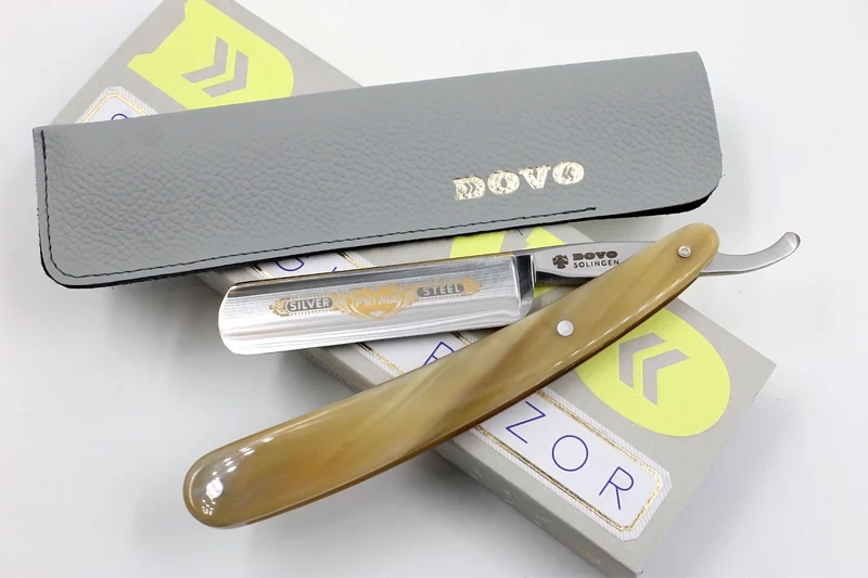 Dovo "Prima" Horn Handle 5/8 Etched, Engraved and Gold Washed Full Hollow Solingen Straight Razor