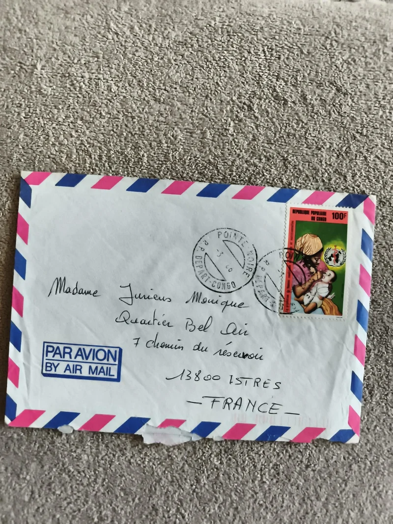 Lettre avion Congo affranchie 100F timbre illustré, Par Avion, France