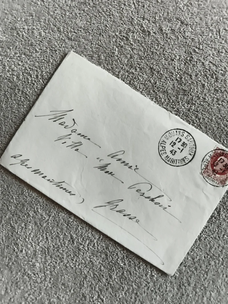 Lettre ancienne oblitérée timbre rouge France philatélie Alpes-Maritimes