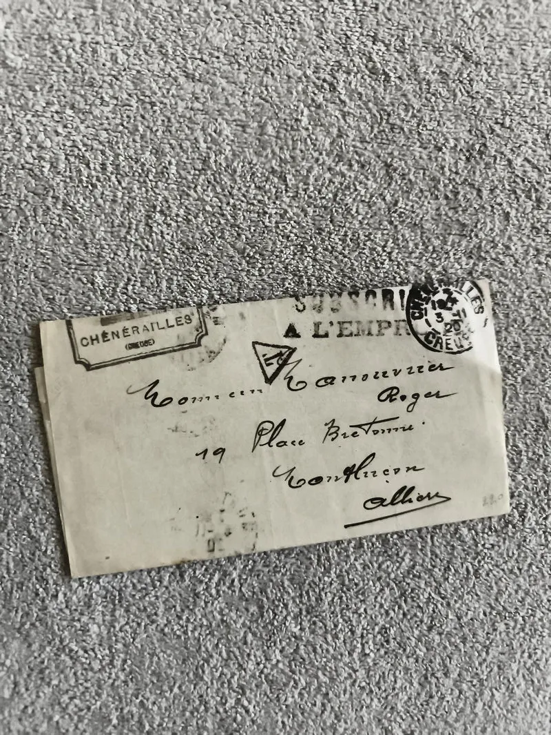 Lettre ancienne Chénérailles Creuse oblitération manuscrite philatélie
