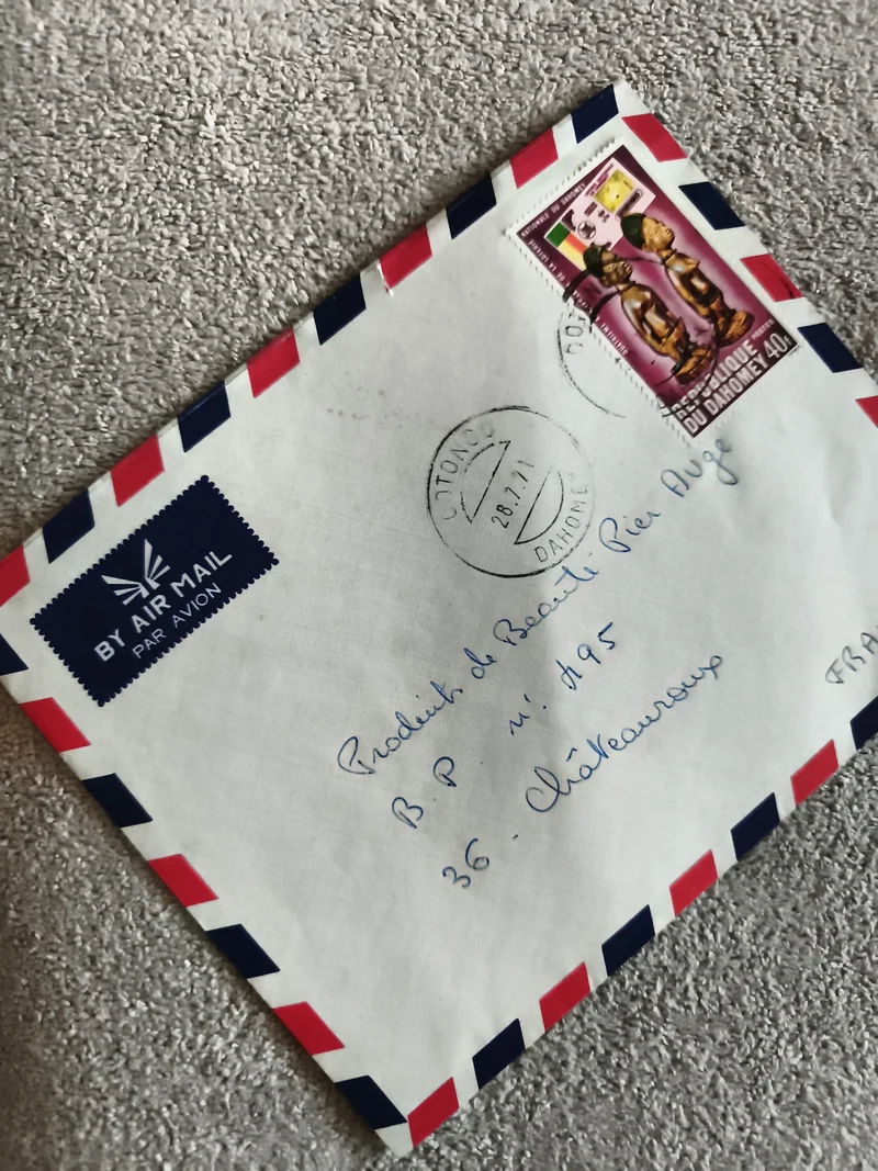 Lettre avion affranchie Dahomey 1971, timbre 40F, cachet Cotonou philatélie