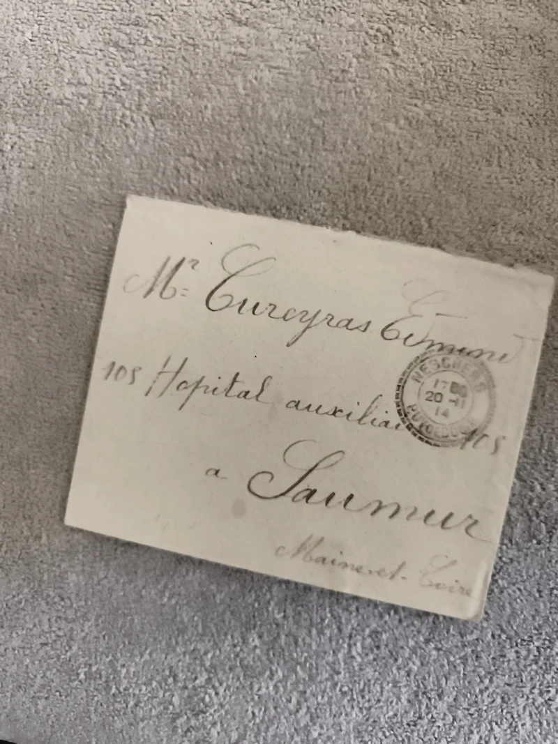 Lettre ancienne oblitérée 1914 Saumur Maine-et-Loire philatélie