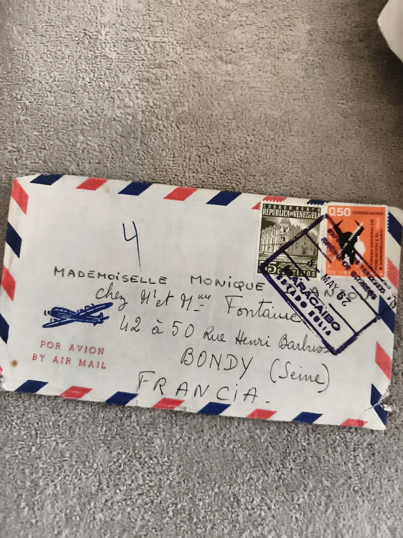 Lettre aérienne affranchie Venezuela timbres 1962 philatélie courrier France