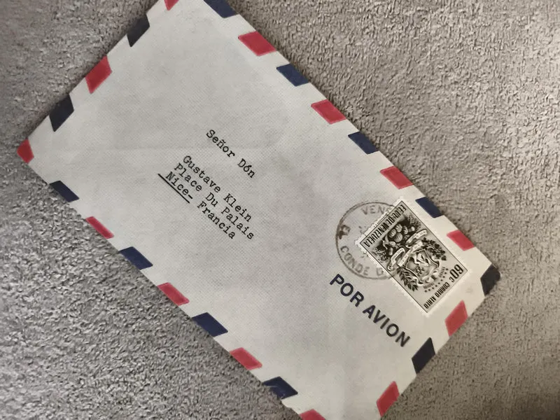 Lettre avion Venezuela Nice timbre 60c estampille philatélie courrier postal