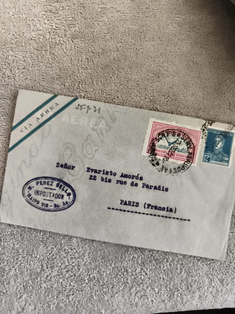 Lettre affranchie avion 1981 timbres Chili Paris philatélie cachet aéropostale