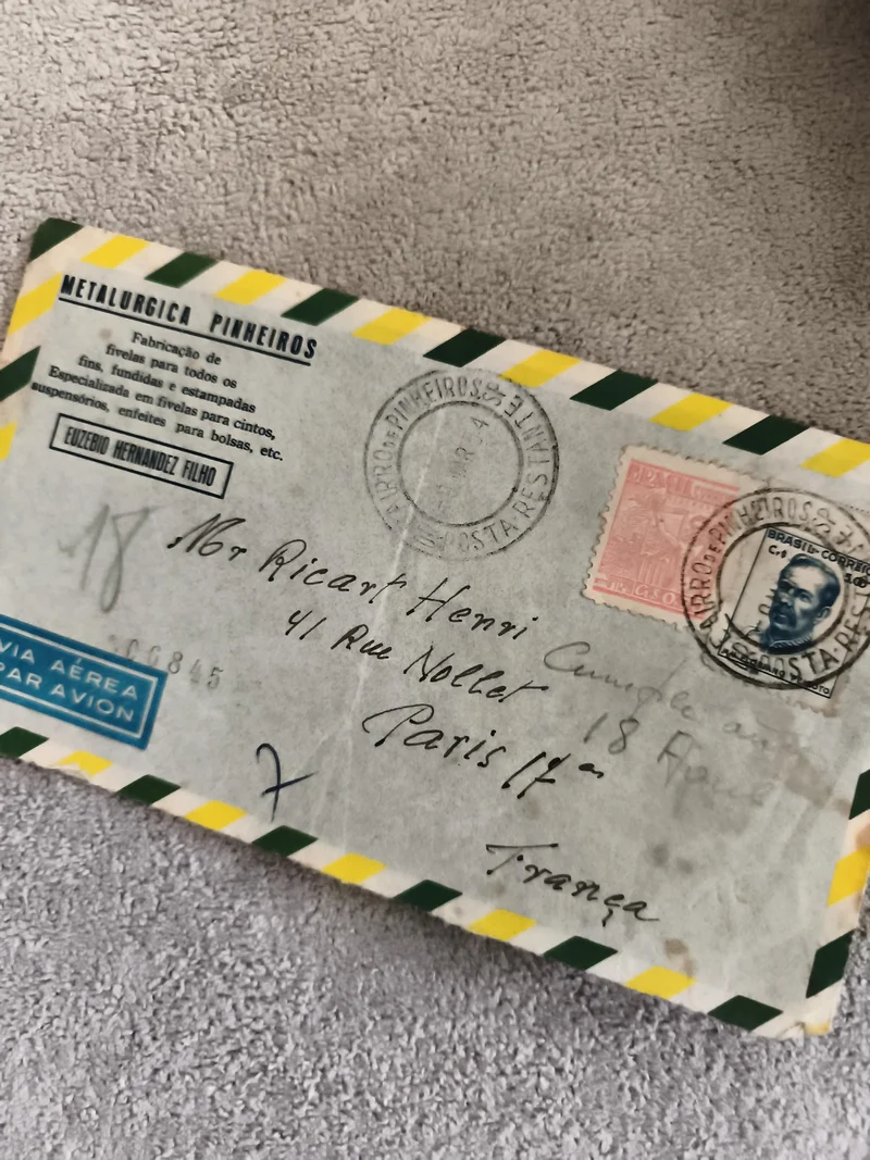Lettre aérienne Brésil France affranchie, enveloppe Metalurgica Pinheiros, phila