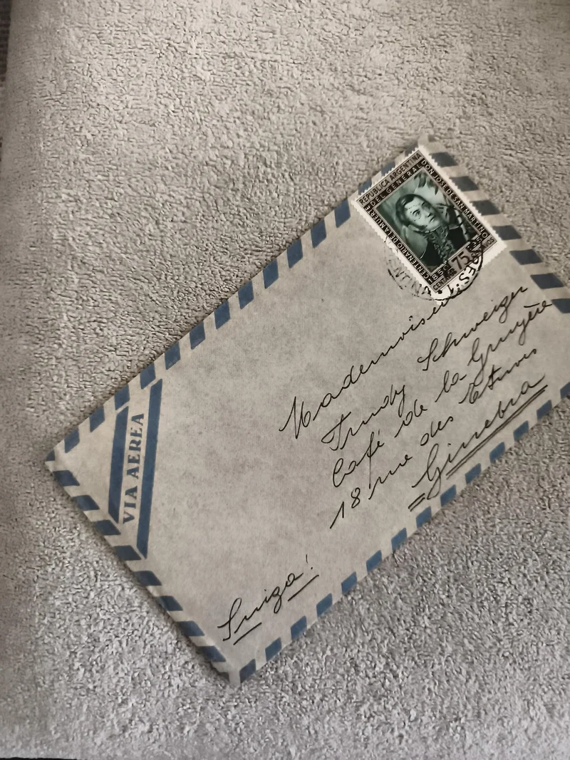 Lettre avion San Marino affranchie timbre 75 lire, enveloppe VIA AEREA, philatél
