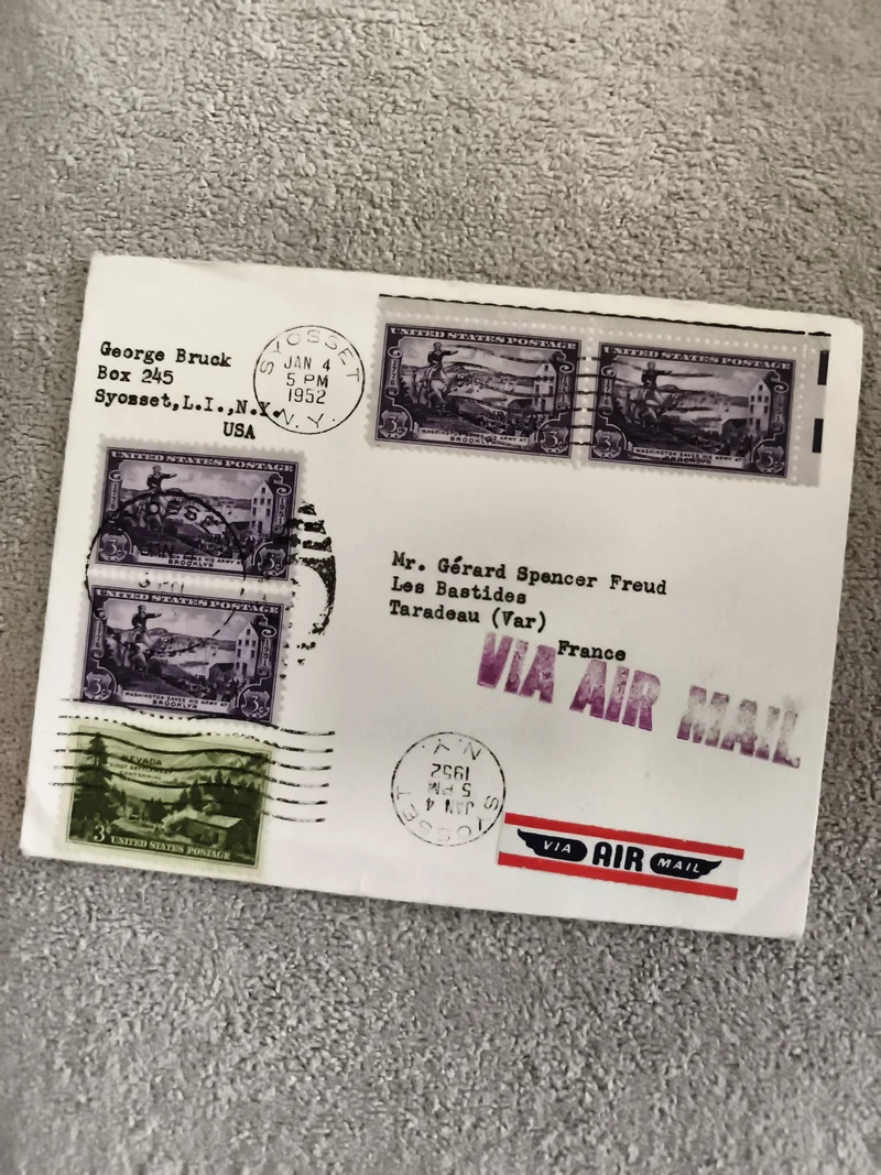 Lettre affranchie USA 1952 Syosset NY timbres 3c violet Nevada 3c Air Mail phila