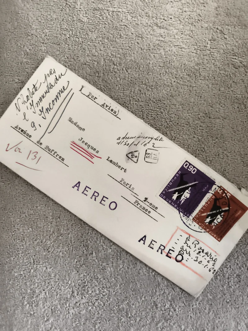 Lettre affranchie Venezuela 1962 timbres 0,90 airmail Paris philatélie