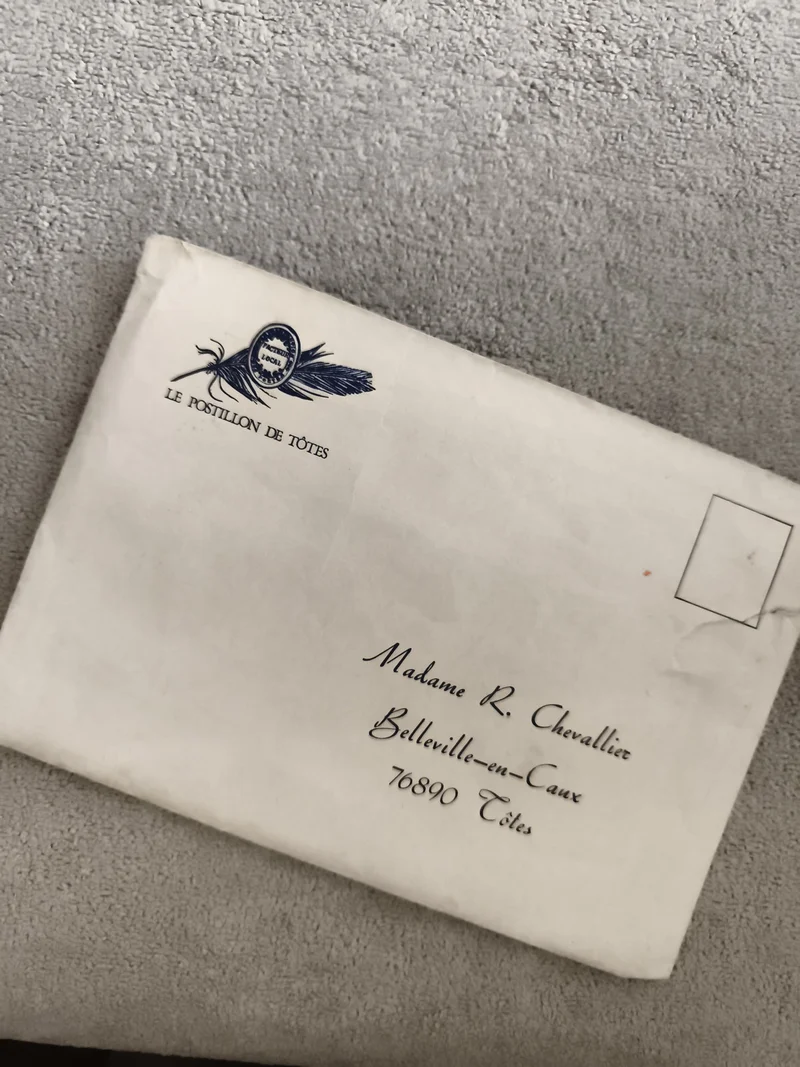 Lettre ancienne Le Postillon de Tôtes enveloppe illustrée écriture manuscrite