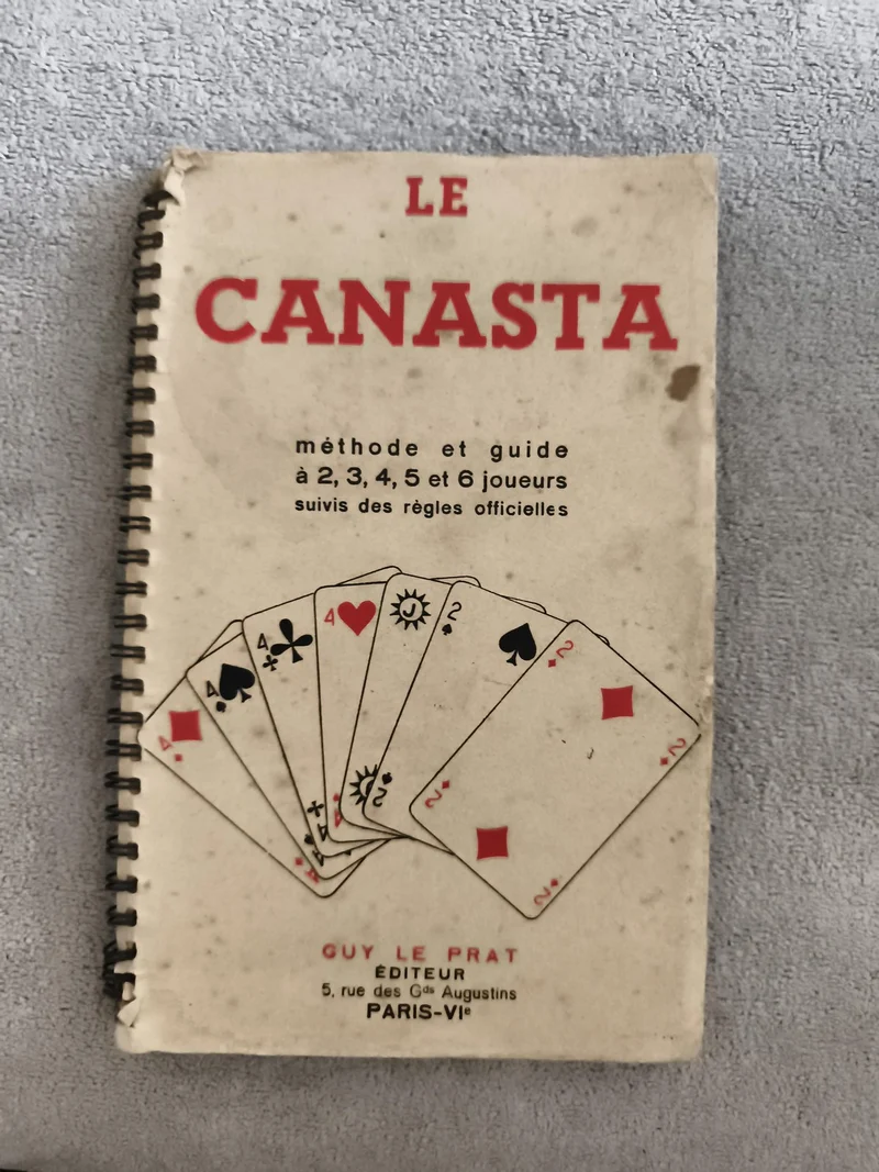Manuel ancien Le Canasta Guy Le Prat méthode guide jeu cartes spiralé vintage