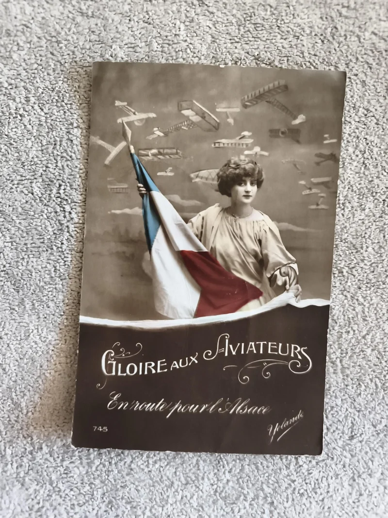 Carte Postale CPA Gloire aux Aviateurs drapeau tricolore aviation ancienne
