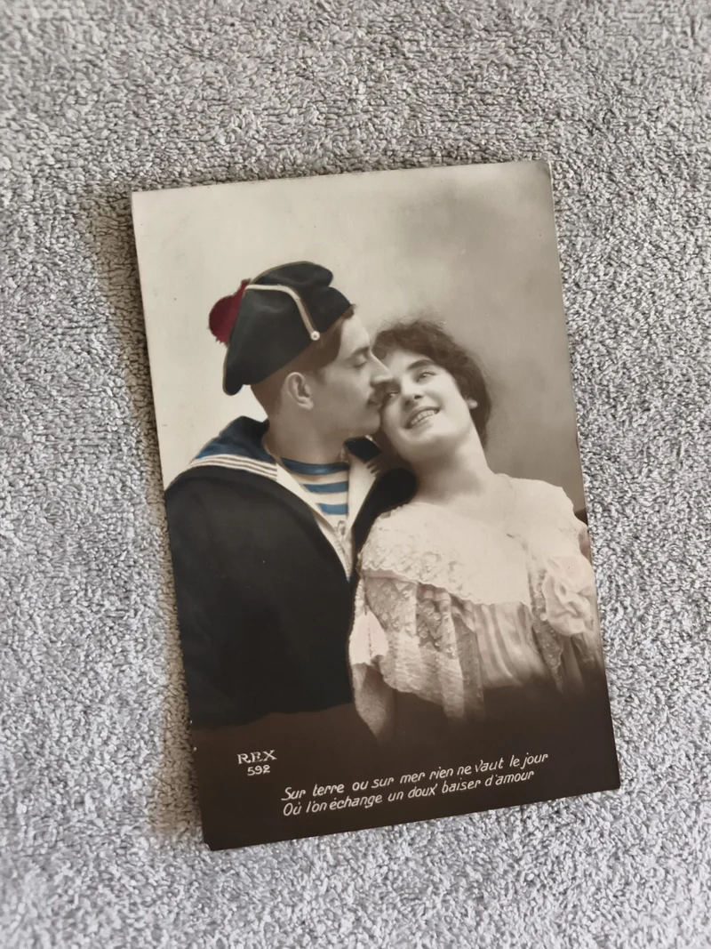CPA ancienne marin et femme REX 592 photo colorisée début XXe