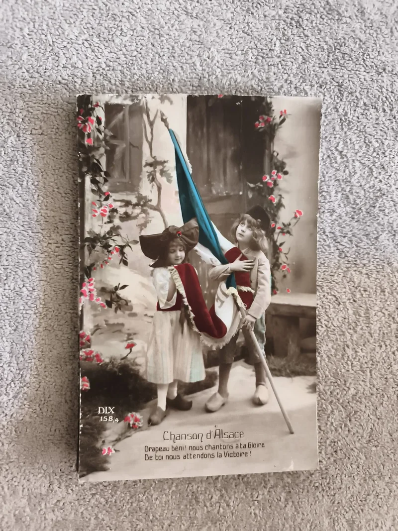 Carte postale CPA Chanson d'Alsace enfants costume drapeau DLX 158a illustrée