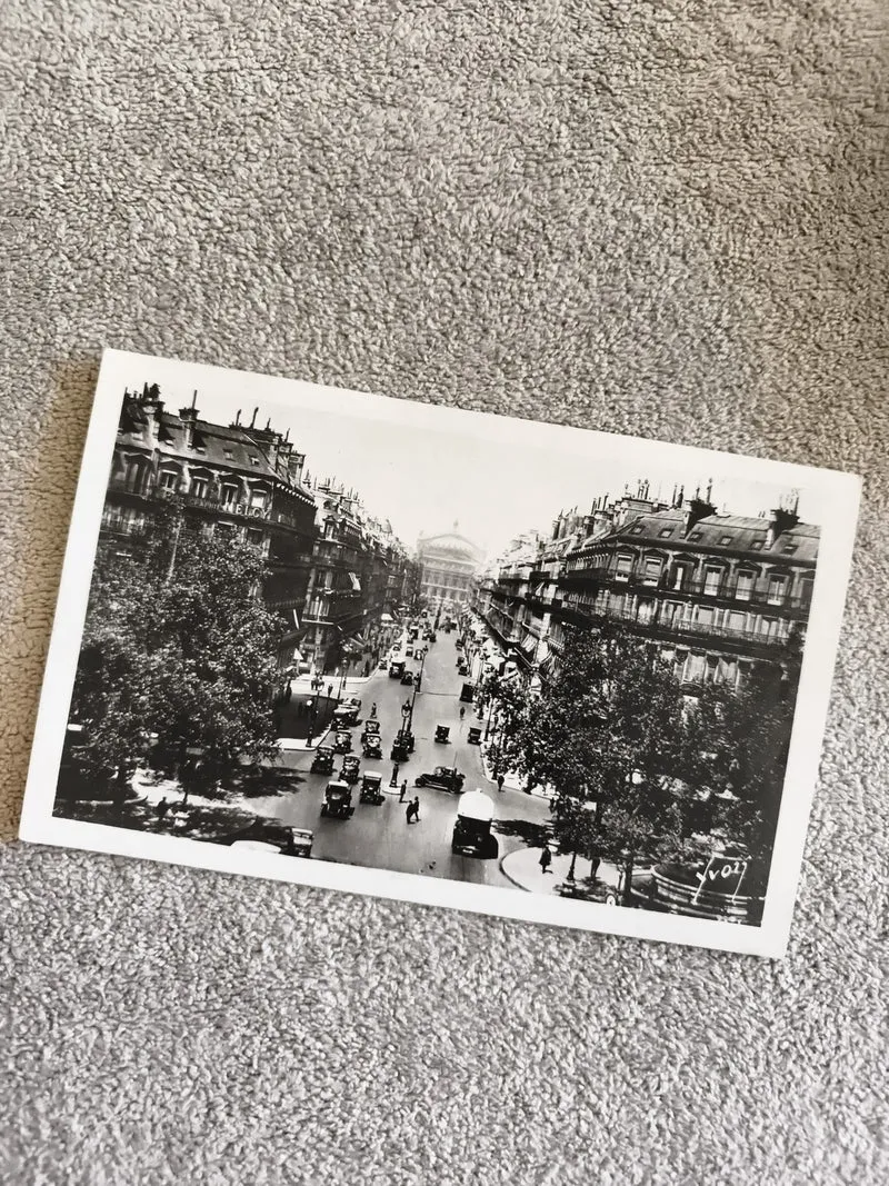 CPA Paris Boulevard Haussmann Opéra photo noir et blanc années 30