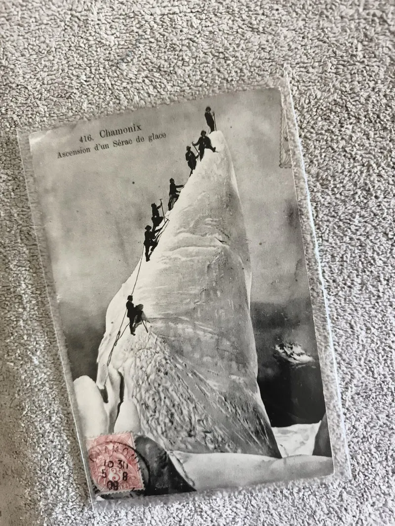 CPA montagne Chamonix Ascension sérac de glace alpinisme photo ancienne
