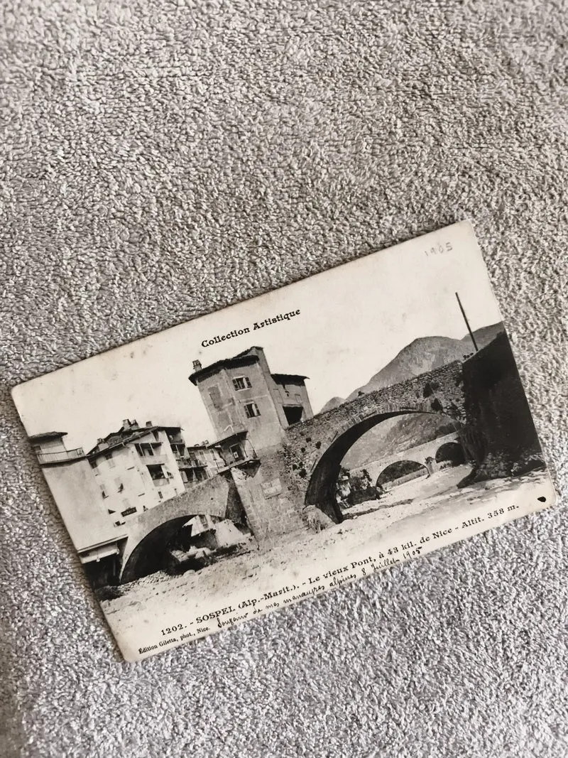 CPA Sospel Alpes-Maritimes vieux pont Collection Artistique photo noir et blanc